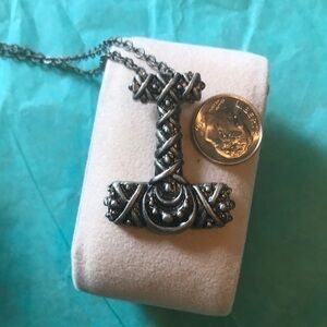THOR’S hammer rhodium necklace